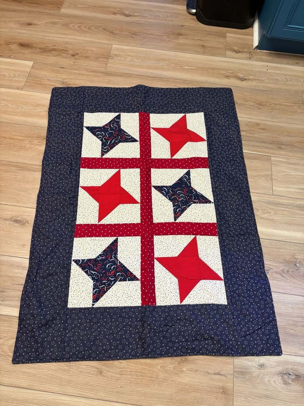 Handmade Patriotic Americana Stars Lap Decor Quilt